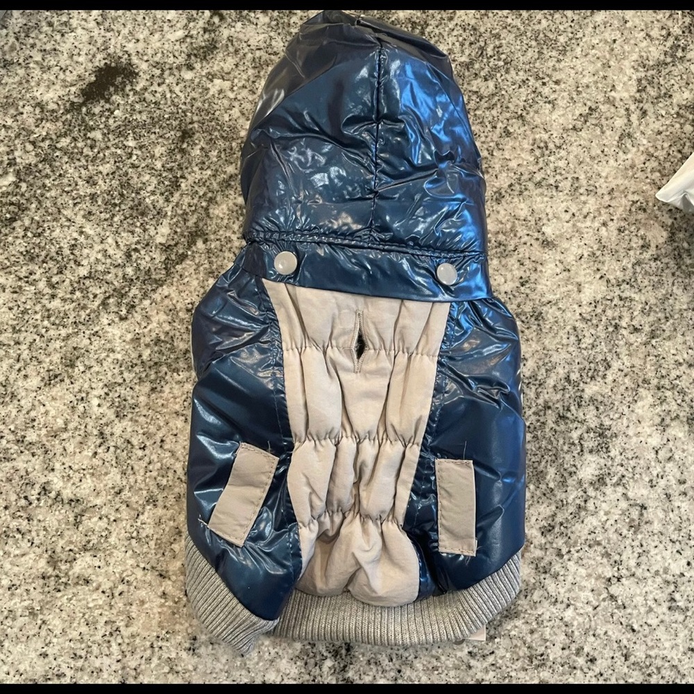 8” LENGTH XS Pet Life Aspen Vintage Dog Ski Coat Metallic Blue - Picture 2 of 10